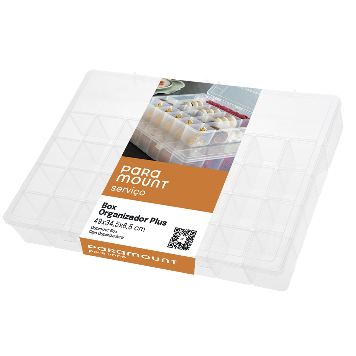Box Organizador Plus - 49 X 34,5 X 6,5 cm - Paramount Plásticos