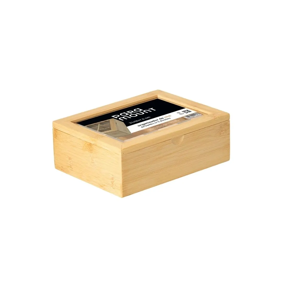 Organizador de Chá de Bambu c/ 6 Divisões