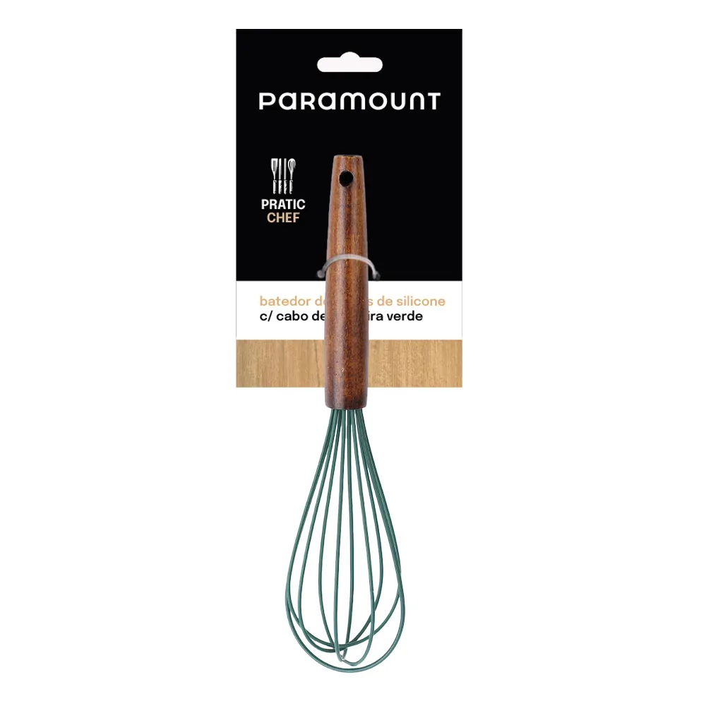 Batedor de Claras de Silicone c/ Cabo de Madeira